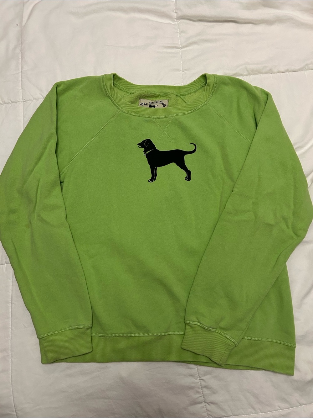 The Black Dog Bright Lime Green Sweatshirt with Black Dog Emblem